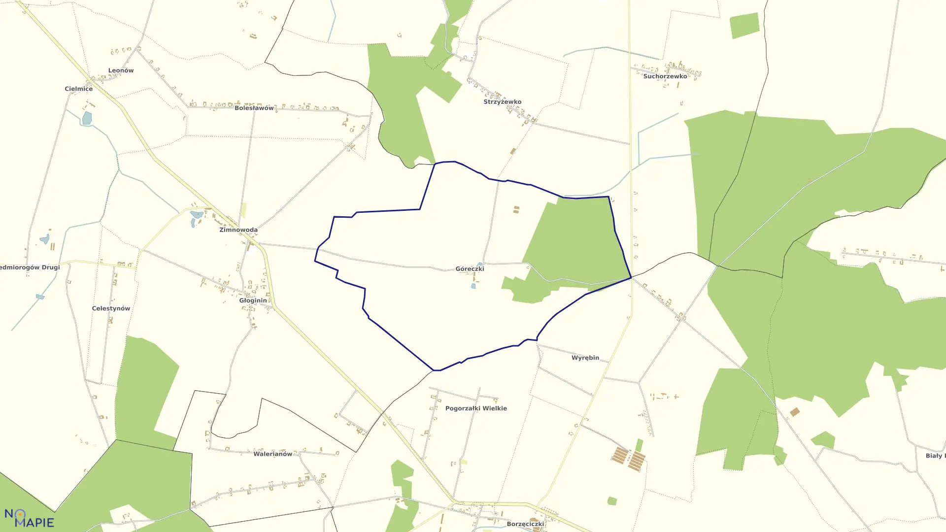 Mapa obrębu GÓRECZKI w gminie Koźmin Wielkopolski
