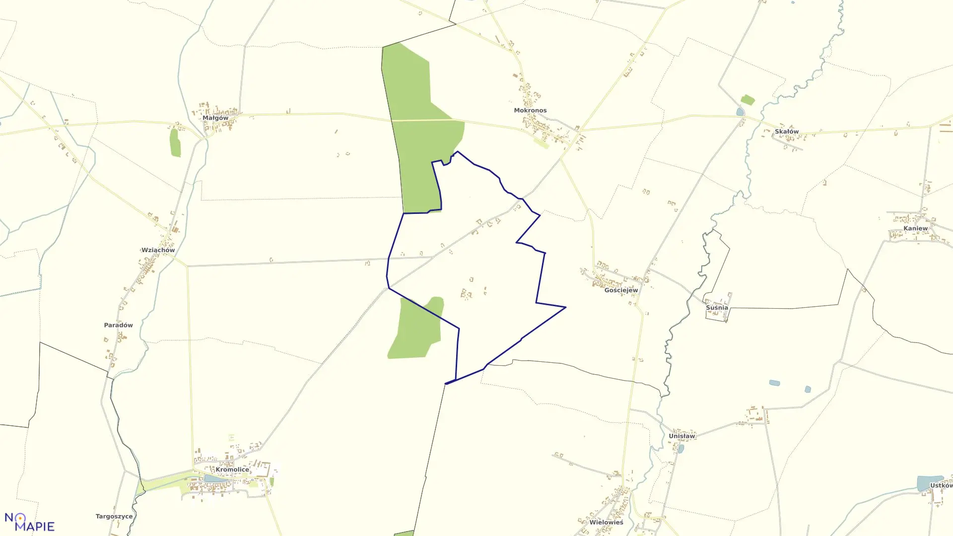 Mapa obrębu JÓZEFÓW w gminie Koźmin Wielkopolski